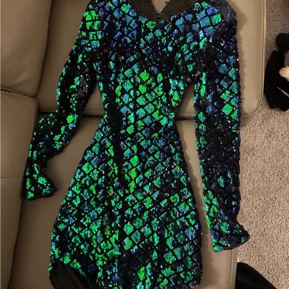 Forever 21 Black and Green Sequin Dress